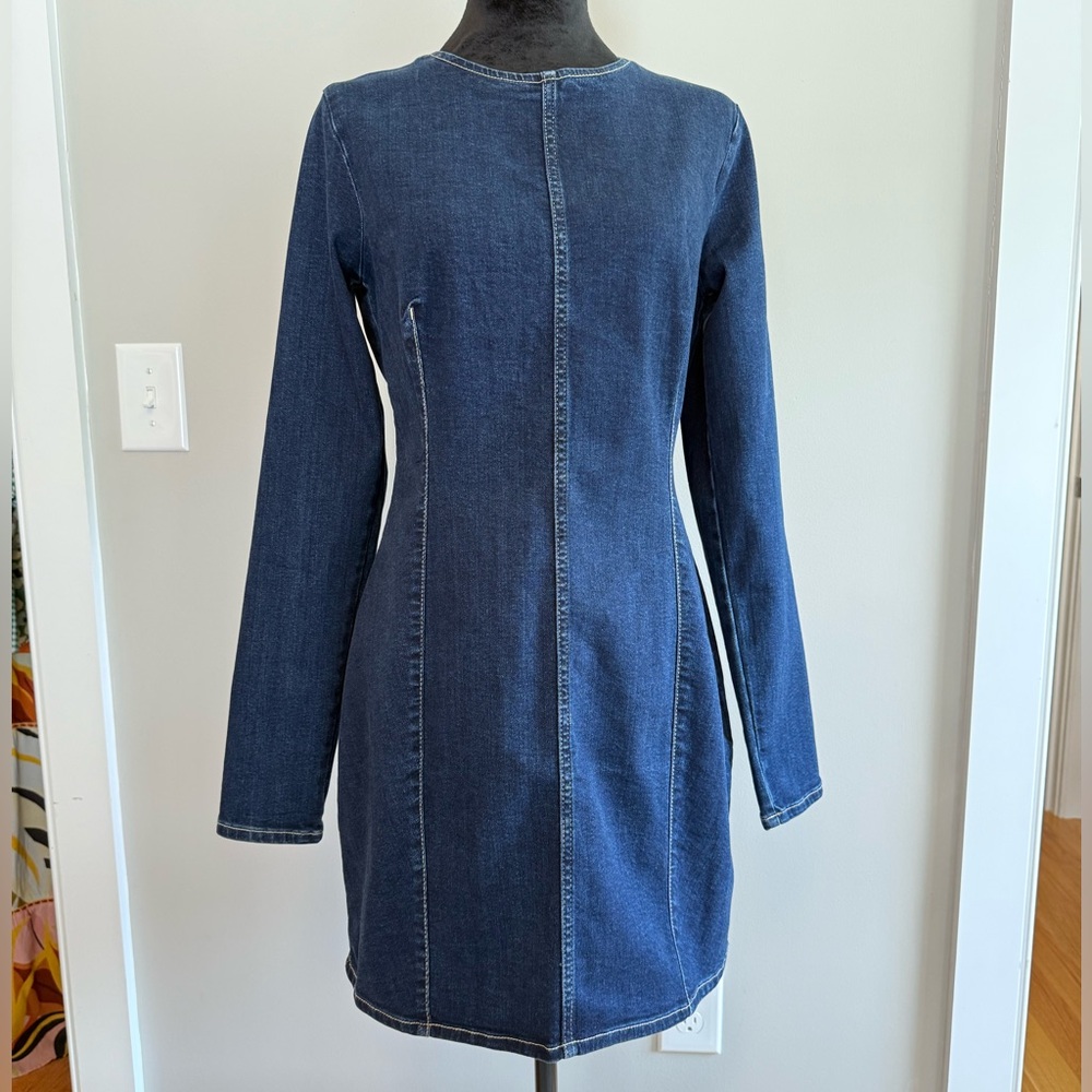 Zara Blue Long Sleeve Denim Dress
